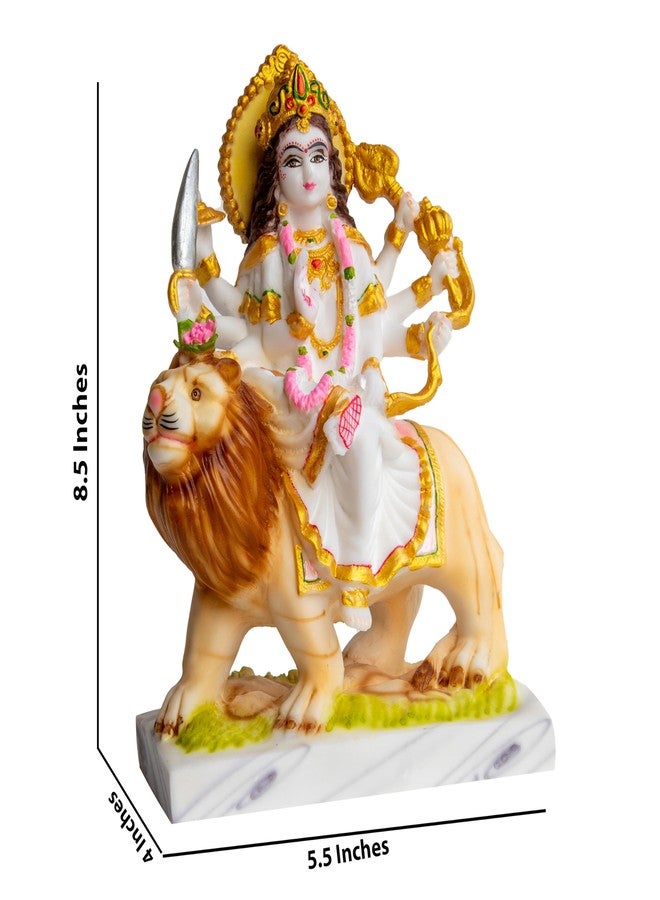 FABZONE Durga MATA Idol | Sherawali MATA Murti for Home Temple & Pooja | Marble Dust Maa Durga Statue | Sherawali Devi Murti for Navratri Decor and Worship 8.5 Inches - Image 5